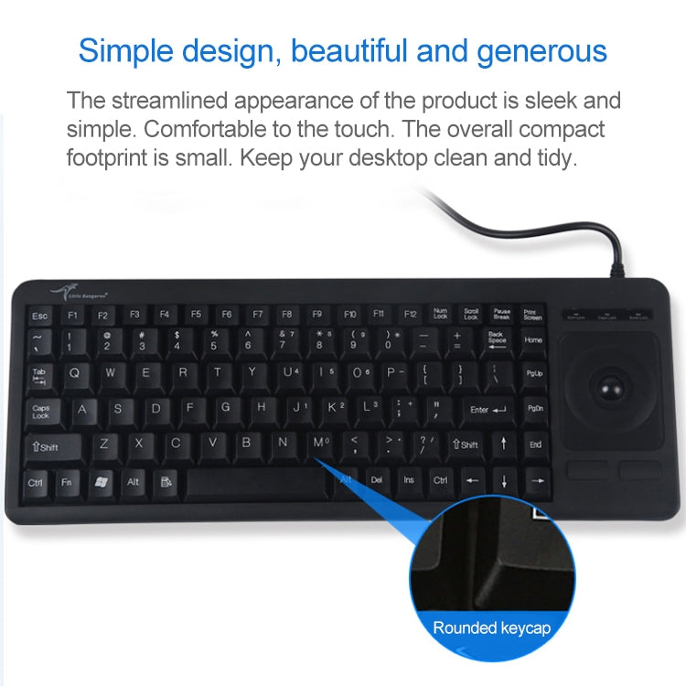 DS-8900 PS / 2 Interface Prevent Water Splashing Laser Engraving Character One-piece Wired Trackball Keyboard, Length: 1.5m - Wired Keyboard by PMC Jewellery | Online Shopping South Africa | PMC Jewellery | Buy Now Pay Later Mobicred