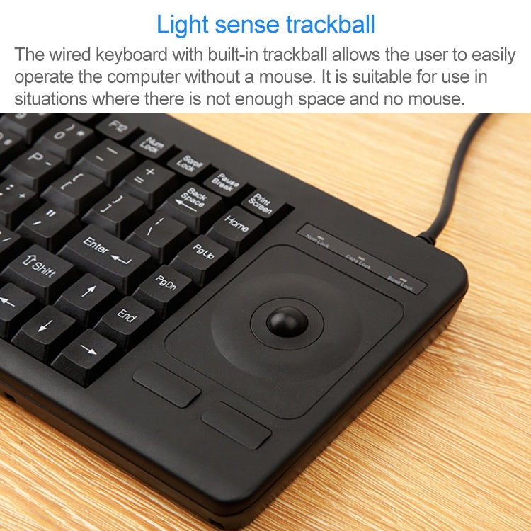 DS-8900 PS / 2 Interface Prevent Water Splashing Laser Engraving Character One-piece Wired Trackball Keyboard, Length: 1.5m - Wired Keyboard by PMC Jewellery | Online Shopping South Africa | PMC Jewellery | Buy Now Pay Later Mobicred