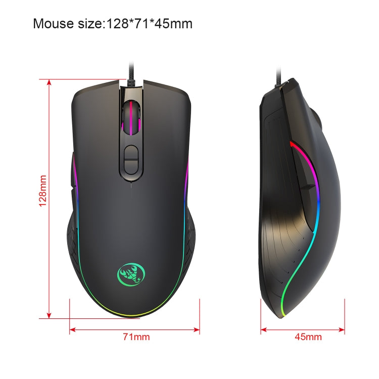 HXSJ A867 USB 6400DPI Four-speed Adjustable RGB Illuminate Wired E-sport Gaming Mouse, Length: 1.5m - Wired Mice by HXSJ | Online Shopping South Africa | PMC Jewellery | Buy Now Pay Later Mobicred