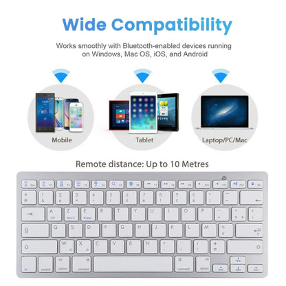 WB-8022 Ultra-thin Wireless Bluetooth Keyboard for iPad, Samsung, Huawei, Xiaomi, Tablet PCs or Smartphones, French Keys(Silver) - Wireless Keyboard by PMC Jewellery | Online Shopping South Africa | PMC Jewellery | Buy Now Pay Later Mobicred