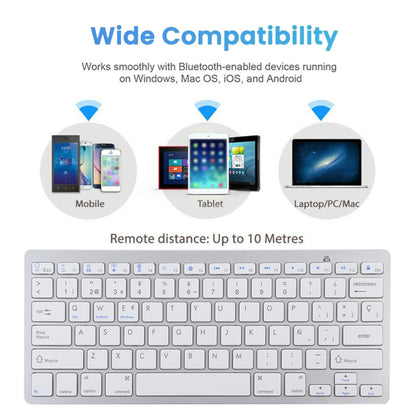 WB-8022 Ultra-thin Wireless Bluetooth Keyboard for iPad, Samsung, Huawei, Xiaomi, Tablet PCs or Smartphones, Spanish Keys(Silver) - Wireless Keyboard by PMC Jewellery | Online Shopping South Africa | PMC Jewellery | Buy Now Pay Later Mobicred