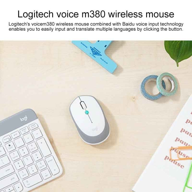 Logitech Voice M380 4 Buttons Smart Voice Input Wireless Mouse (Silver Grey) - Wireless Mice by Logitech | Online Shopping South Africa | PMC Jewellery | Buy Now Pay Later Mobicred