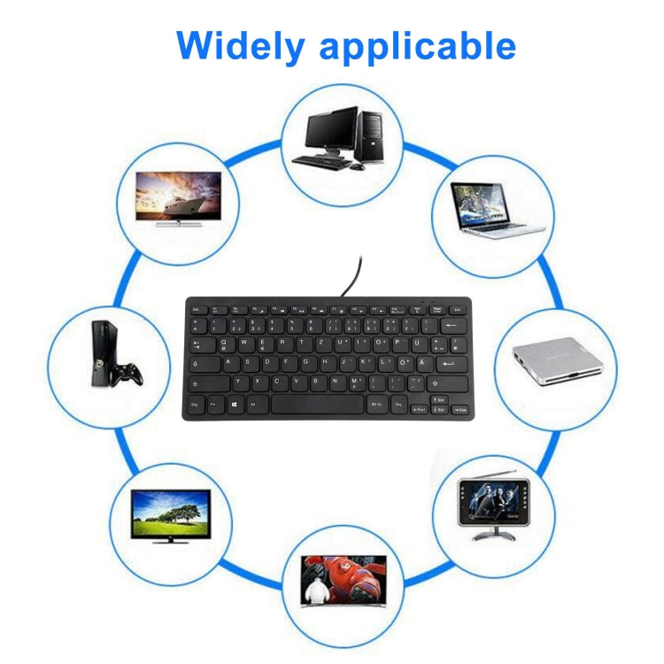 TT-A01 Ultra-thin Design Mini Wired Keyboard, German Version (Black) - Wired Keyboard by PMC TechLife | Online Shopping South Africa | PMC TechLife | Buy Now Pay Later Mobicred
