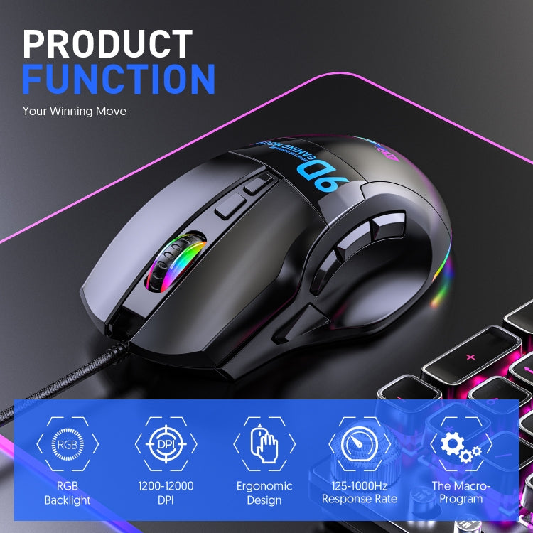 MKESPN X10 9-Buttons RGB Wired Macro Definition Gaming Mouse - Wired Mice by MKESPN | Online Shopping South Africa | PMC Jewellery | Buy Now Pay Later Mobicred