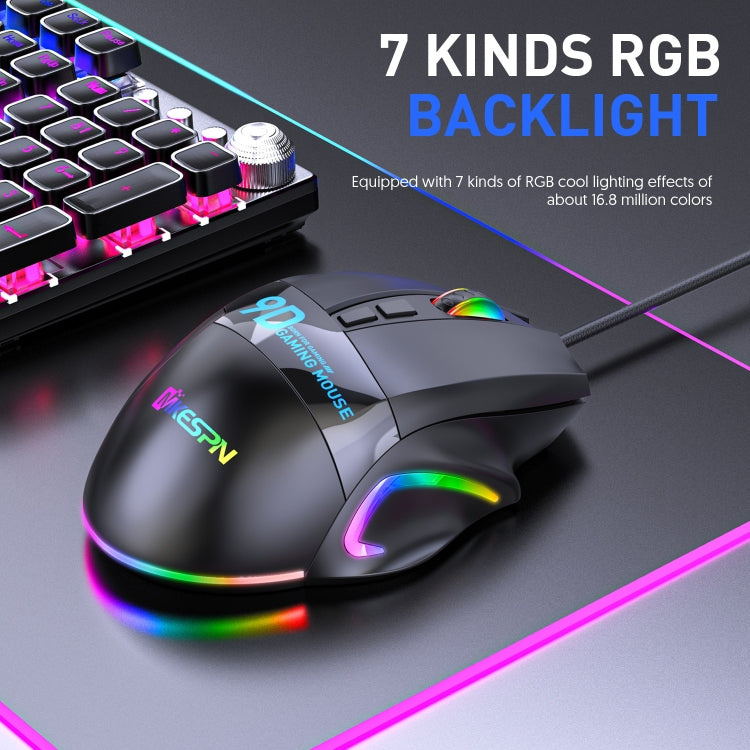 MKESPN X10 9-Buttons RGB Wired Macro Definition Gaming Mouse - Wired Mice by MKESPN | Online Shopping South Africa | PMC Jewellery | Buy Now Pay Later Mobicred