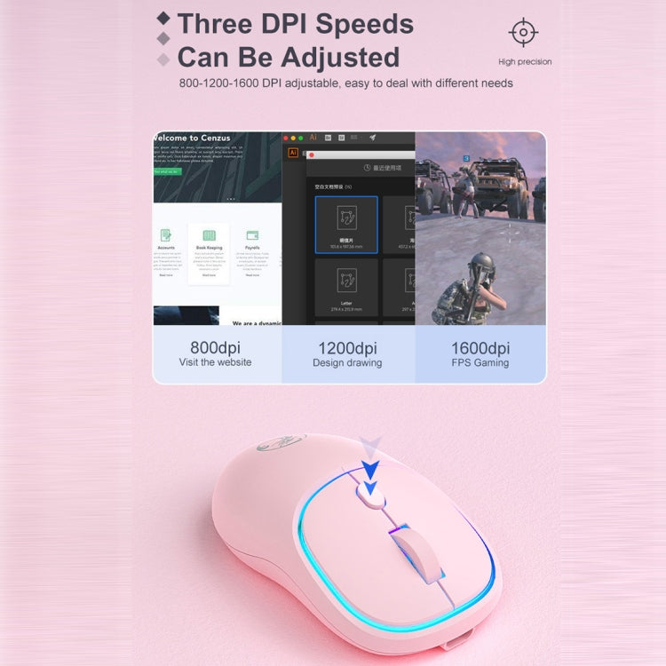 iMICE W-618 Rechargeable 4 Buttons 1600 DPI 2.4GHz Silent Wireless Mouse for Computer PC Laptop (Pink) - free shipping - PMC Jewellery - Order now!