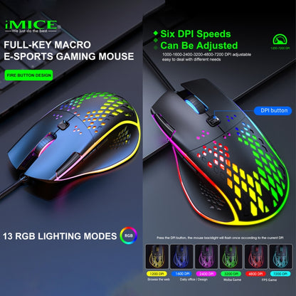 iMICE T97 Gaming Mouse RGB LED Light USB 7 Buttons 7200 DPI Wired Gaming Mouse (Black) - Wired Mice by iMICE | Online Shopping South Africa | PMC Jewellery | Buy Now Pay Later Mobicred