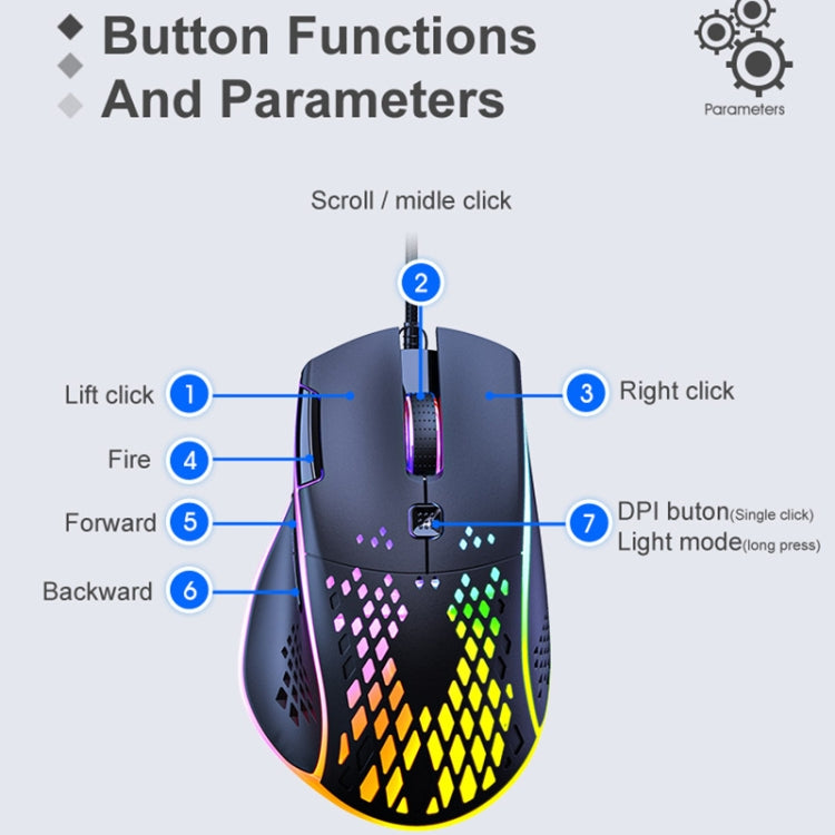 iMICE T97 Gaming Mouse RGB LED Light USB 7 Buttons 7200 DPI Wired Gaming Mouse (Black) - Wired Mice by iMICE | Online Shopping South Africa | PMC Jewellery | Buy Now Pay Later Mobicred