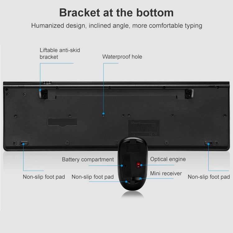 ZGB 8810 Mute Wireless Keyboard + Mouse Set (Black) - free shipping - PMC Jewellery - Order now!