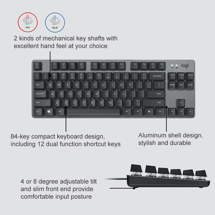 Logitech K835 Mini Mechanical Wired Keyboard, Green Shaft (Black) - free shipping - PMC Jewellery - Order now!