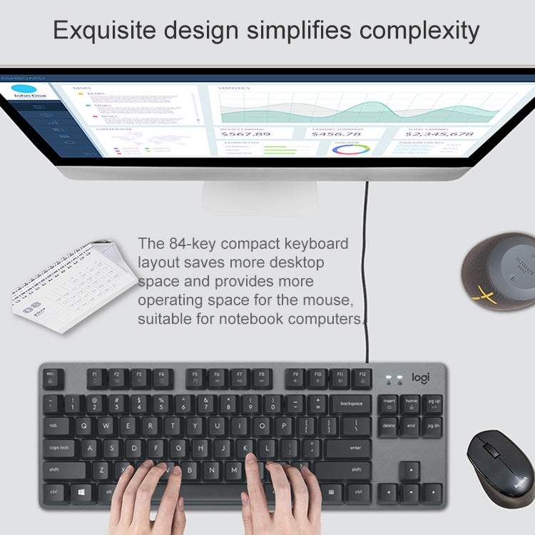 Logitech K835 Mini Mechanical Wired Keyboard, Green Shaft (Black) - free shipping - PMC Jewellery - Order now!