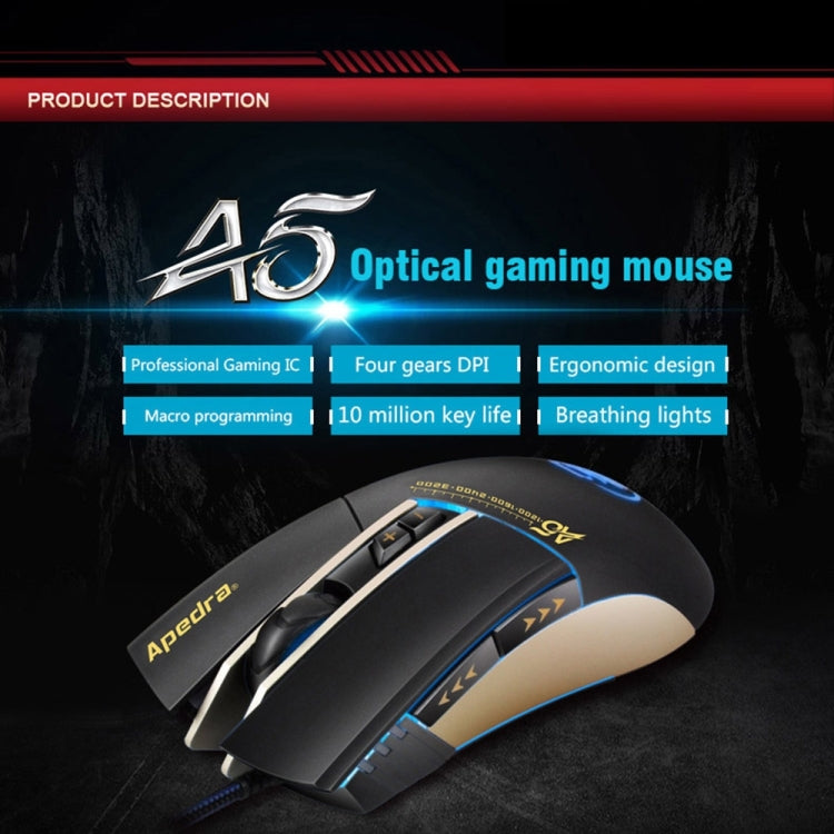 Apedra iMICE A5 High Precision Gaming Mouse LED four color controlled breathing light USB 7 Buttons 3200 DPI Wired Optical Gaming Mouse for Computer PC Laptop(Black) - Wired Mice by iMICE | Online Shopping South Africa | PMC TechLife | Buy Now Pay Later Mobicred