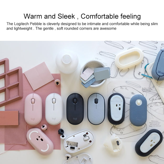 Logitech Pebble Cobblestone Shape Thin 3-keys 1000DPI Mute Wireless Bluetooth Optical Mouse, Wireless Range: 10m (Black) - free shipping - PMC Jewellery - Order now!