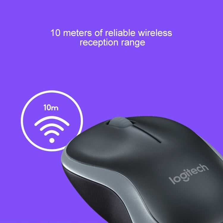 Logitech M186 Wireless Mouse Office Power Saving USB Laptop Desktop Computer Universal (Black Red) - Wireless Mice by Logitech | Online Shopping South Africa | PMC Jewellery | Buy Now Pay Later Mobicred