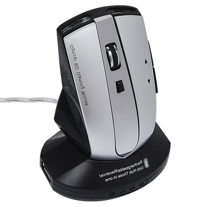 MZ-011 2.4GHz 1600DPI Wireless Rechargeable Optical Mouse with HUB Function(Black Silver) - Wireless Mice by PMC Jewellery | Online Shopping South Africa | PMC Jewellery | Buy Now Pay Later Mobicred