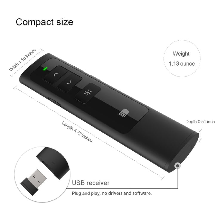 Doosl DSIT013 2.4GHz Rechargeable PowerPoint Presentation Remote Control Multi-functional Laser Pointer for PowerPoint / Keynote / Prezi, Control Distance: 100m(Black) -  by DOOSL | Online Shopping South Africa | PMC Jewellery | Buy Now Pay Later Mobicred