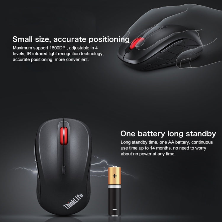 Lenovo ThinkLife Dual Mode Mute Wireless Bluetooth Mouse (Black) - Wireless Mice by Lenovo | Online Shopping South Africa | PMC Jewellery | Buy Now Pay Later Mobicred