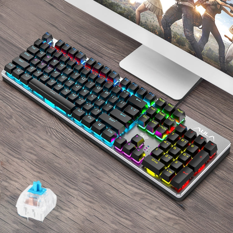 AULA S2016 104-keys Square Key Cap Mixing Light Mechanical Blue Switch Metal Panel Wired USB Gaming Keyboard, Length: 1.6m - Wired Keyboard by AULA | Online Shopping South Africa | PMC Jewellery | Buy Now Pay Later Mobicred