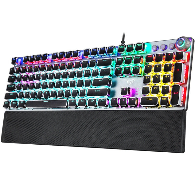 AULA F2088 108 Keys Mixed Light Plating Punk Mechanical Blue Switch Wired USB Gaming Keyboard with Metal Button(Silver) - Wired Keyboard by AULA | Online Shopping South Africa | PMC Jewellery | Buy Now Pay Later Mobicred