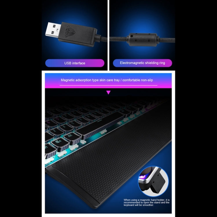 AULA F2088 108 Keys Mixed Light Plating Punk Mechanical Blue Switch Wired USB Gaming Keyboard with Metal Button(Silver) - free shipping - PMC Jewellery - Order now!