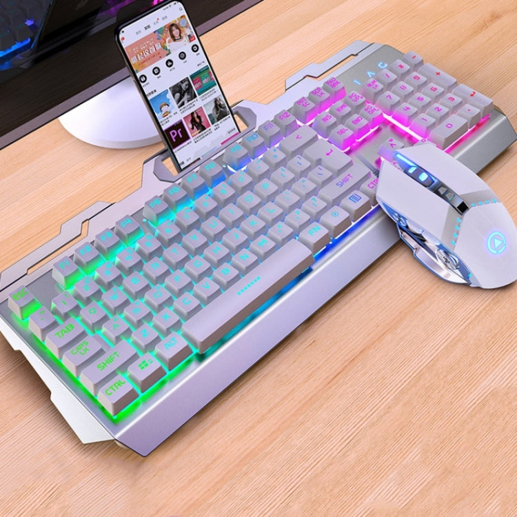 YINDIAO V2 Mechanical Feel Gaming Keyboard Mouse Set (White Rainbow Light) - free shipping - PMC Jewellery - Order now!