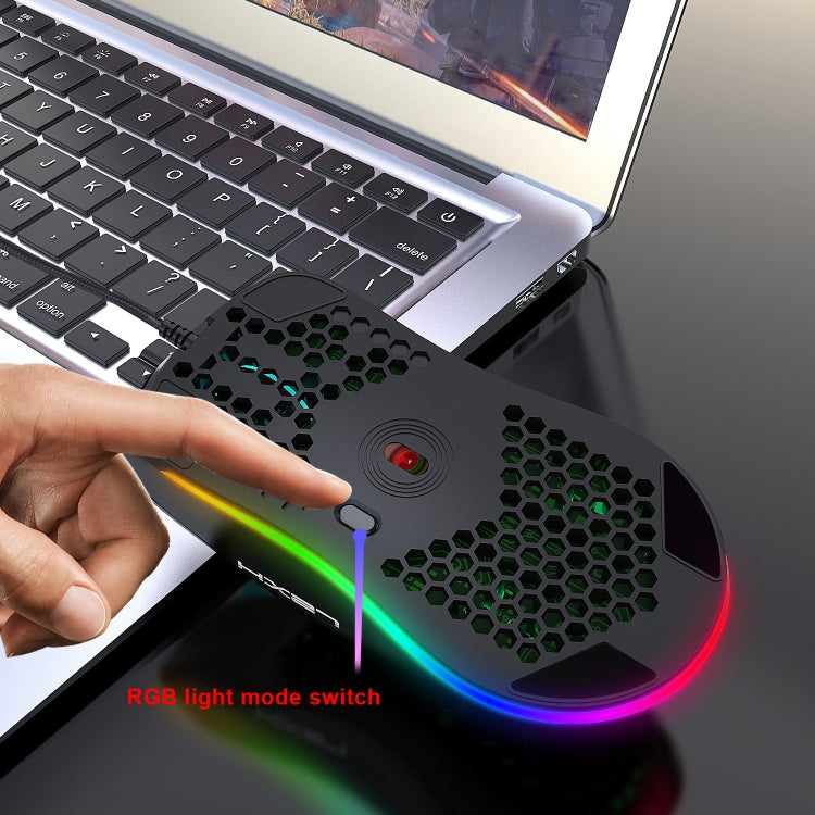 HXSJ J900 6 Keys RGB Lighting Programmable Gaming Wired Mouse (Black) - free shipping - PMC Jewellery - Order now!