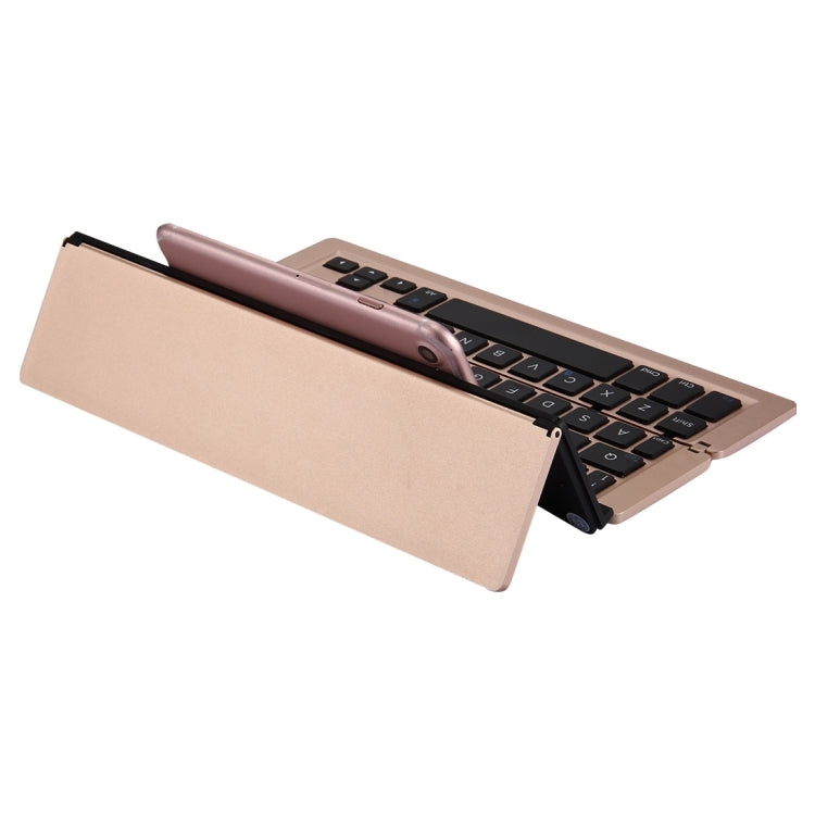 F18 Ultra-slim Rechargeable Foldable 58 Keys Bluetooth Wireless Keyboard with Holder (Gold) - Wireless Keyboard by PMC Jewellery | Online Shopping South Africa | PMC Jewellery | Buy Now Pay Later Mobicred