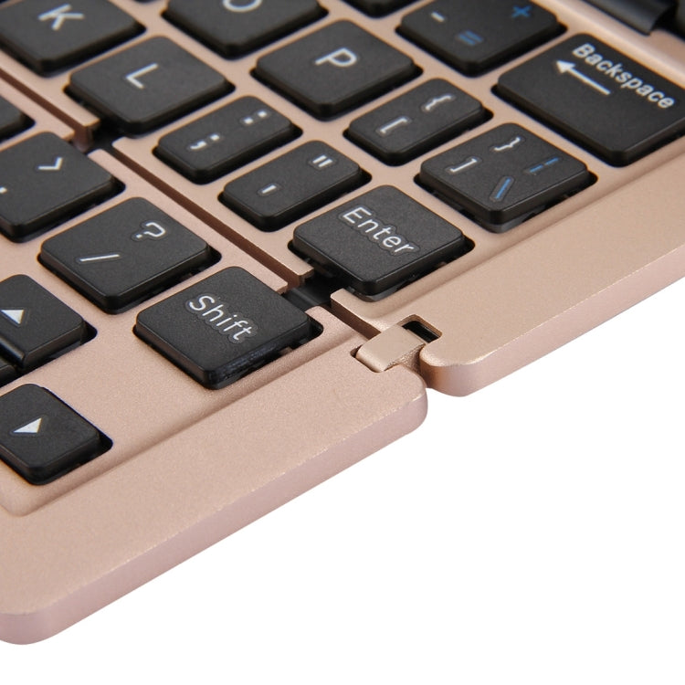 F18 Ultra-slim Rechargeable Foldable 58 Keys Bluetooth Wireless Keyboard with Holder (Gold) - Wireless Keyboard by PMC Jewellery | Online Shopping South Africa | PMC Jewellery | Buy Now Pay Later Mobicred