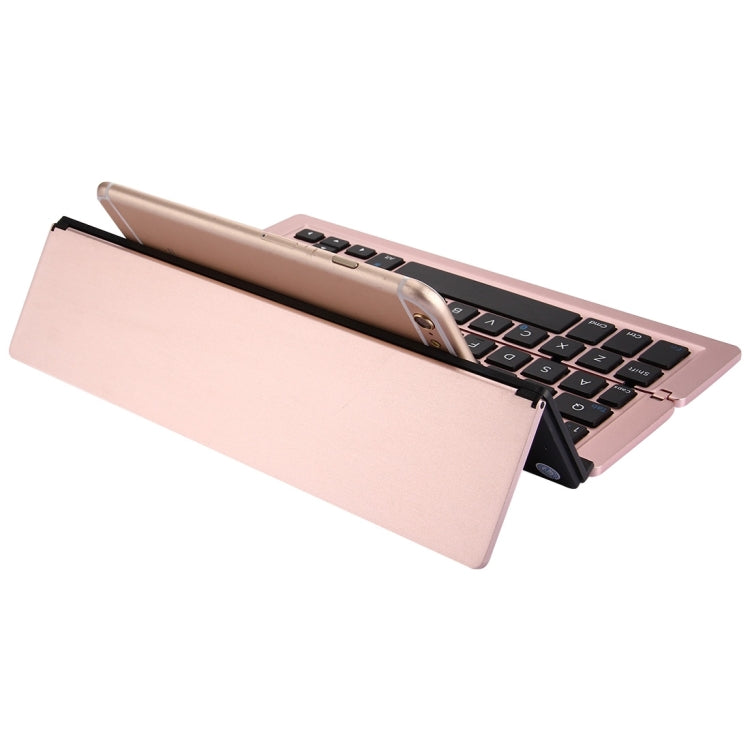 F18 Ultra-slim Rechargeable Foldable 58 Keys Bluetooth Wireless Keyboard with Holder(Rose Gold) - Wireless Keyboard by PMC Jewellery | Online Shopping South Africa | PMC Jewellery | Buy Now Pay Later Mobicred