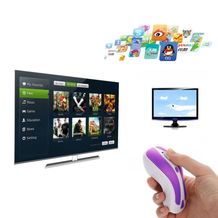 PR-01 6D Gyroscope Fly Air Mouse 2.4G USB Receiver 1600 DPI Wireless Optical Mouse for Computer PC Android Smart TV Box (Purple + White) - free shipping - PMC Jewellery - Order now!