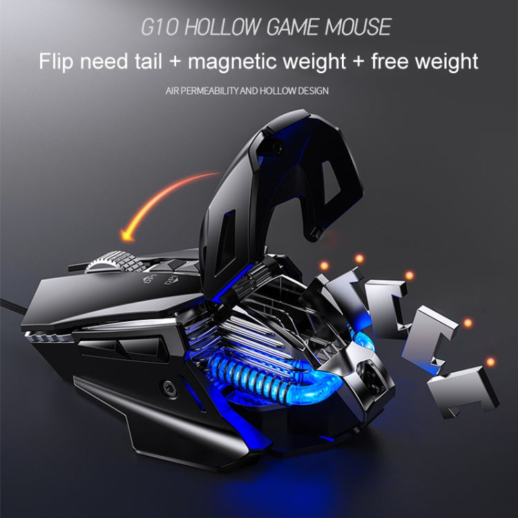 YINDIAO G10 7200DPI 7-modes Adjustable 7-keys RGB Light Wired Metal Mechanical Hard Core Macro Mouse, Style: Audio Version(Silver) - free shipping - PMC Jewellery - Order now!