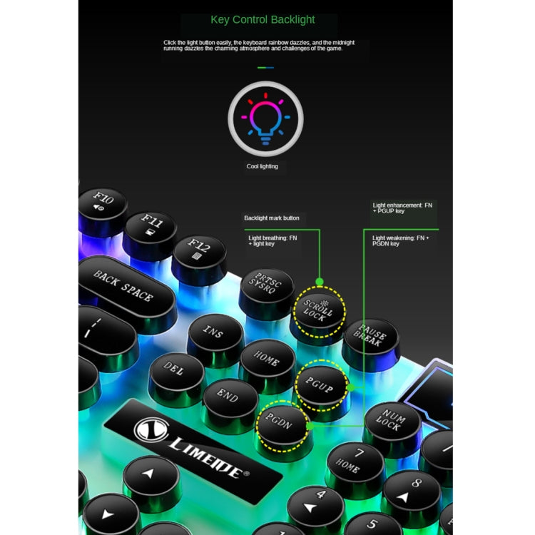 TX300 Mechanical Feel Backlight Punk Wired Keyboard Mouse Set (White) - Wired Keyboard by PMC TechLife | Online Shopping South Africa | PMC TechLife | Buy Now Pay Later Mobicred