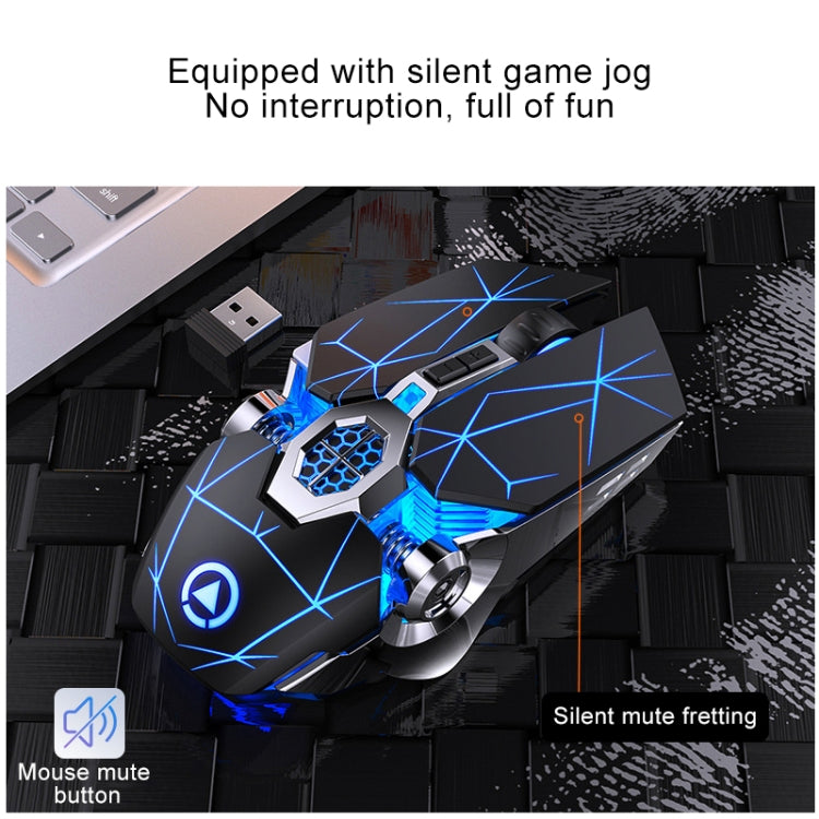 YINDIAO A7 2.4GHz 1600DPI 3-modes Adjustable 7-keys Rechargeable RGB Light Wireless Silent Gaming Mouse (Black) - free shipping - PMC Jewellery - Order now!