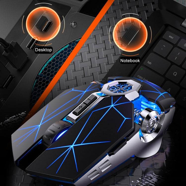 YINDIAO A7 2.4GHz 1600DPI 3-modes Adjustable 7-keys Rechargeable RGB Light Wireless Silent Gaming Mouse (Black) - free shipping - PMC Jewellery - Order now!