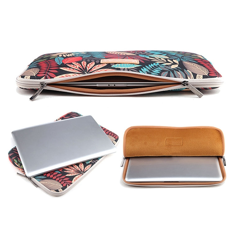 Sleeve Case Colorful Leaves Zipper Briefcase Carrying Bag for Macbook, Samsung, Lenovo, Sony, DELL Alienware, CHUWI, ASUS, HP, 15.6 inch and Below Laptops(White) - 15 inch by PMC Jewellery | Online Shopping South Africa | PMC Jewellery | Buy Now Pay Later Mobicred