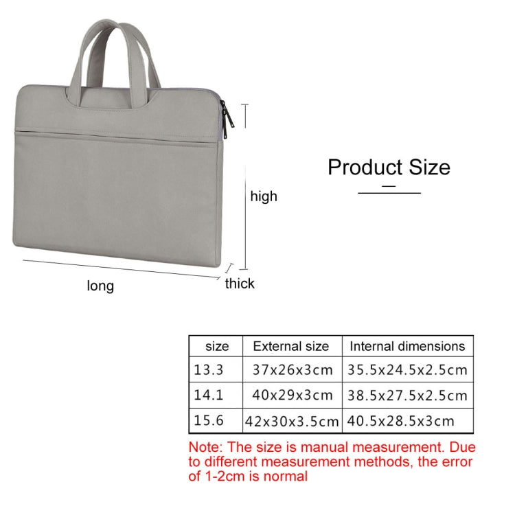 ST06 Waterproof PU Leather Zipper Hidden Portable Strap One-shoulder Handbag for 13.3 inch Laptops, with Suitcase Belt(Light Grey) - 13.3 inch by PMC Jewellery | Online Shopping South Africa | PMC Jewellery | Buy Now Pay Later Mobicred