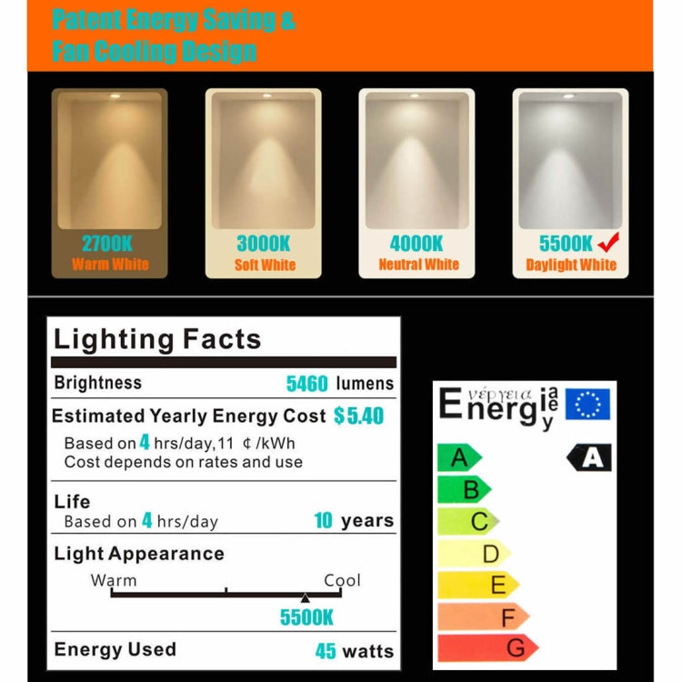 MANTOO PGL45 45W 120V 5500K 5460LM LED Light Bulb for Photography Lighting - free shipping - PMc TechLife - Order now!
