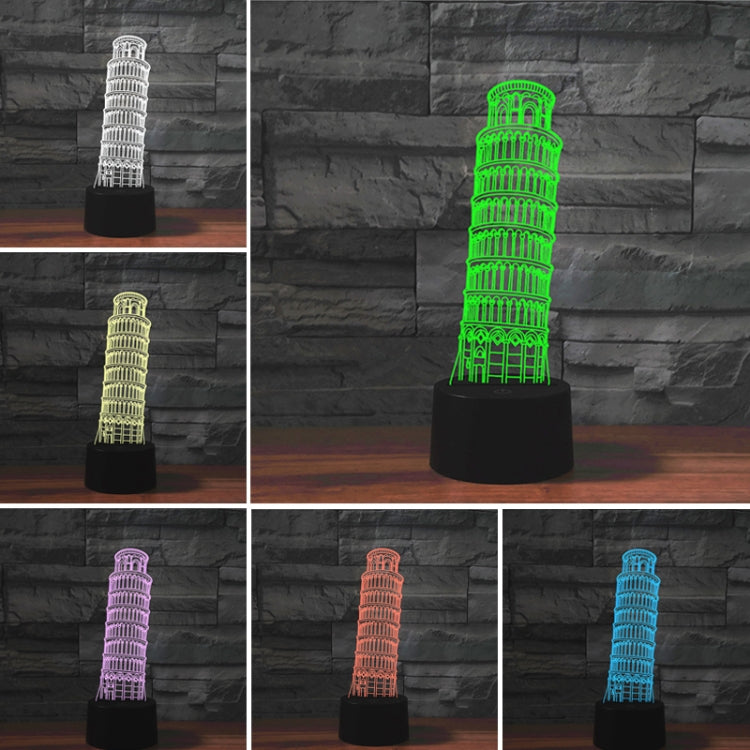 Paris Leaning Tower Shape 3D Colorful LED Vision Light Table Lamp, USB Touch Version - Novelty Lighting by PMC TechLife | Online Shopping South Africa | PMC TechLife | Buy Now Pay Later Mobicred