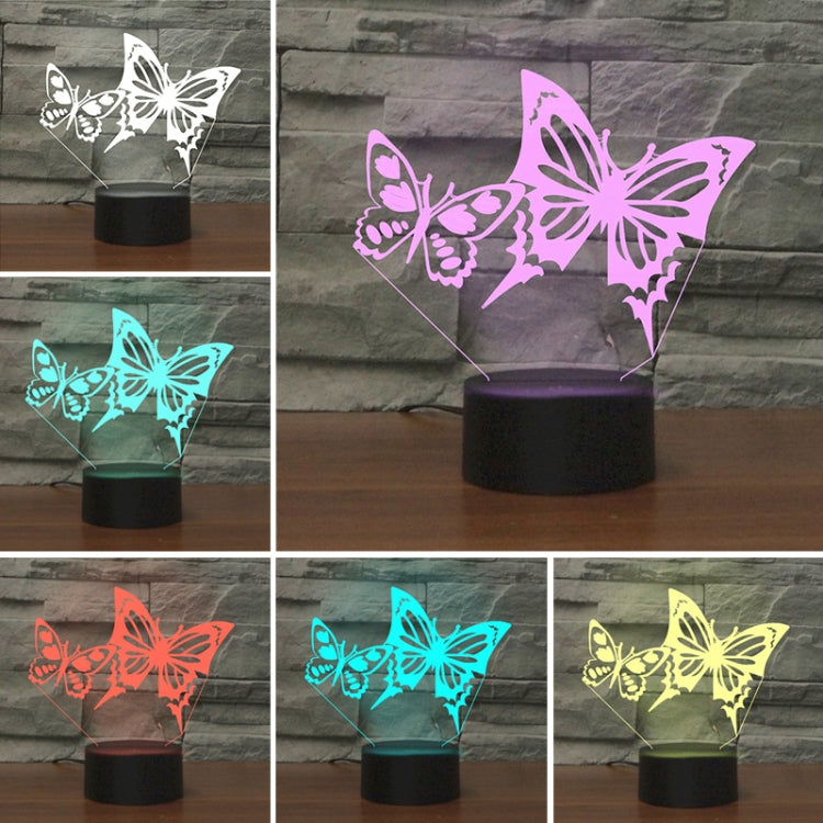 Two Butterflies Shape 3D Colorful LED Vision Light Table Lamp, USB Touch Version - Novelty Lighting by PMC TechLife | Online Shopping South Africa | PMC TechLife | Buy Now Pay Later Mobicred