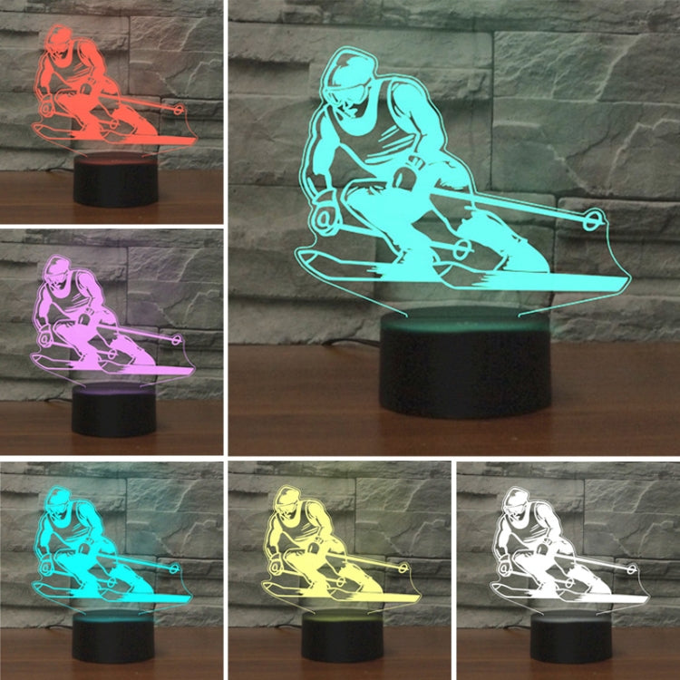 Skiing Shape 3D Colorful LED Vision Light Table Lamp, 16 Colors Remote Control Version - Novelty Lighting by PMC TechLife | Online Shopping South Africa | PMC TechLife | Buy Now Pay Later Mobicred