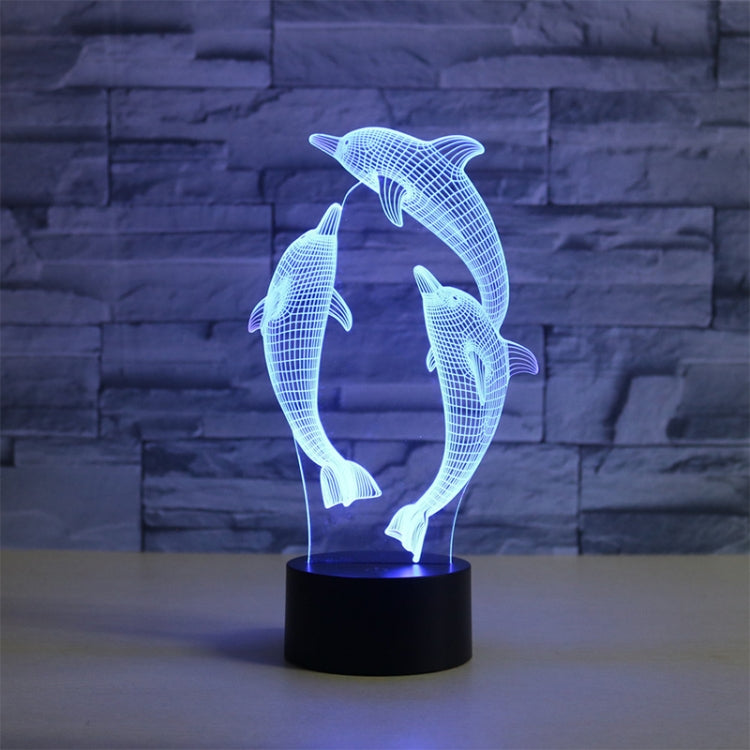 Three Dolphins Shape 3D Colorful LED Vision Light Table Lamp, 16 Colors Remote Control Version - free shipping - PMC TechLife - Order now!