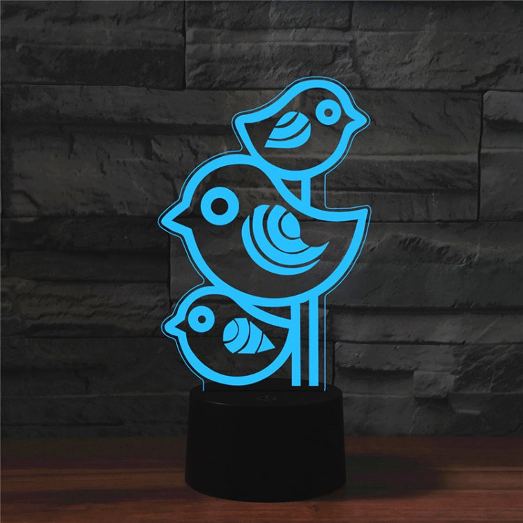 Three Birds Shape 3D Colorful LED Vision Light Table Lamp, USB & Battery Version - Novelty Lighting by PMC TechLife | Online Shopping South Africa | PMC TechLife | Buy Now Pay Later Mobicred