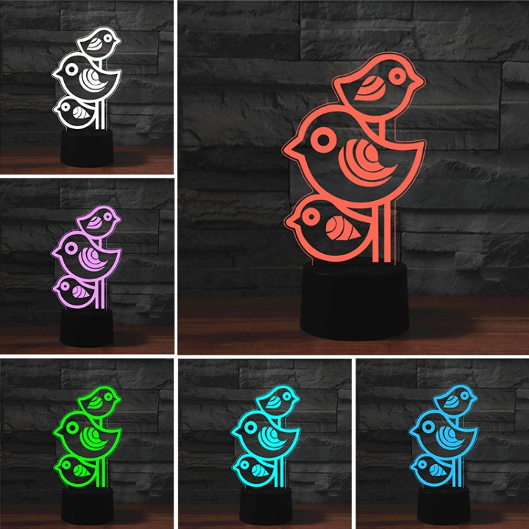 Three Birds Shape 3D Colorful LED Vision Light Table Lamp, USB & Battery Version - Novelty Lighting by PMC TechLife | Online Shopping South Africa | PMC TechLife | Buy Now Pay Later Mobicred
