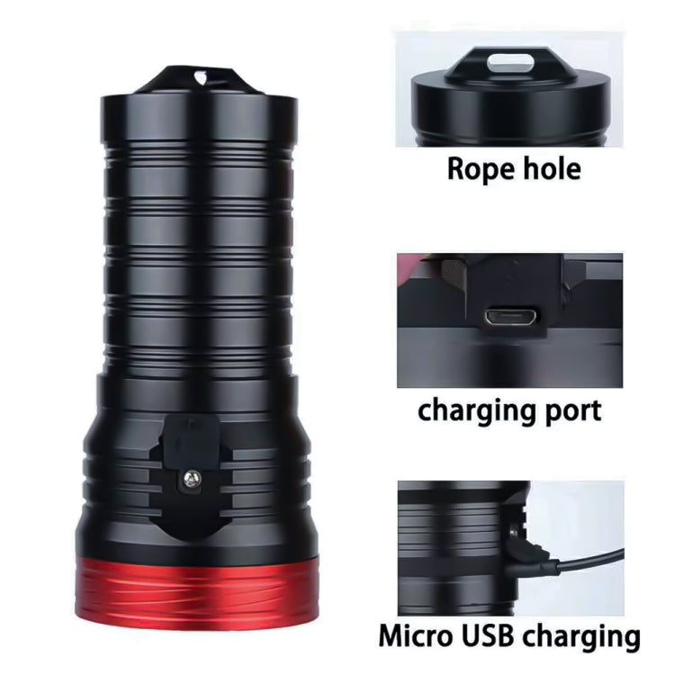 3 Gears, DB18 18xT6, Luminous Flux: 5400lm LED Flashlight, Without Battery (Red Black) - LED Flashlight by PMc TechLife | Online Shopping South Africa | PMc TechLife | Buy Now Pay Later Mobicred