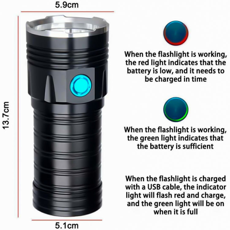 3 Gears, K18MAX 18xT6, Luminous Flux: 5400lm LED Flashlight, Without Battery (Black) - LED Flashlight by PMc TechLife | Online Shopping South Africa | PMc TechLife | Buy Now Pay Later Mobicred