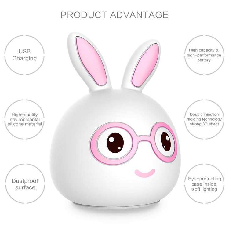 Happy Rabbit Creative Touch 3D LED Decorative Night Light, AAA Battery Version (Pink) - Night Lights by PMC TechLife | Online Shopping South Africa | PMC TechLife