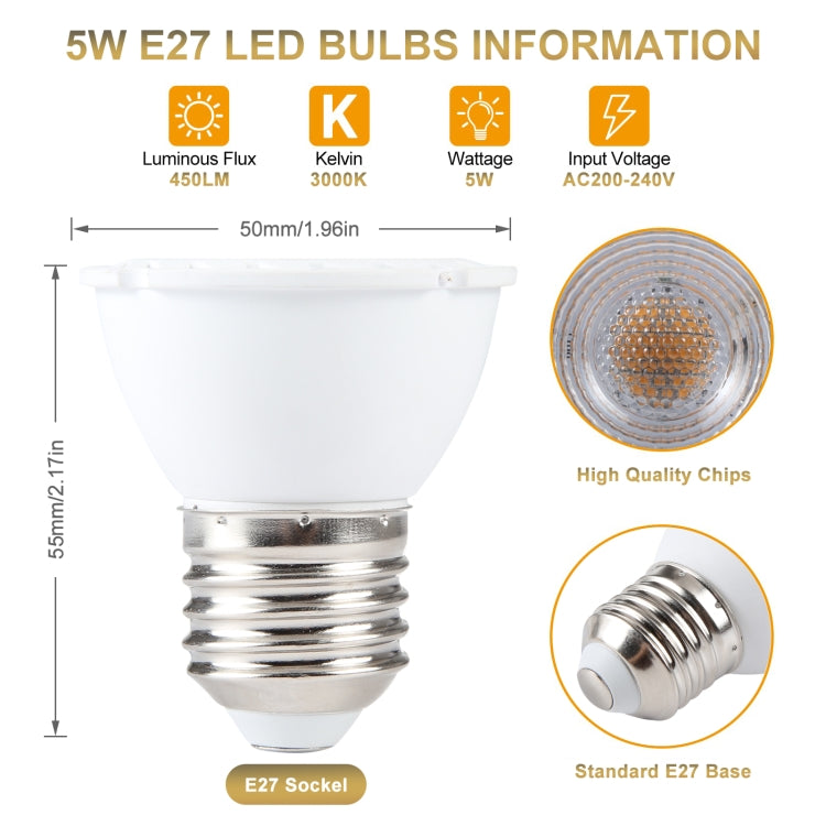 E27-7LED 5W No Strobe LED Spotlight, AC220V (Warm White) - LED Blubs & Tubes by PMc TechLife | Online Shopping South Africa | PMc TechLife | Buy Now Pay Later Mobicred