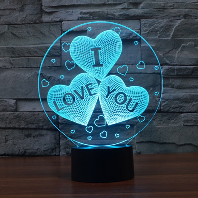 Three Hearts Shape 3D Touch Switch Control LED Night Light , 7-color Discoloration Creative Visual Stereo Lamp Desk Lamp Novelty Gift - Novelty Lighting by PMc TechLife | Online Shopping South Africa | PMc TechLife | Buy Now Pay Later Mobicred