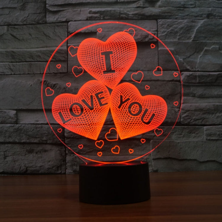 Three Hearts Shape 3D Touch Switch Control LED Night Light , 7-color Discoloration Creative Visual Stereo Lamp Desk Lamp Novelty Gift - Novelty Lighting by PMc TechLife | Online Shopping South Africa | PMc TechLife | Buy Now Pay Later Mobicred