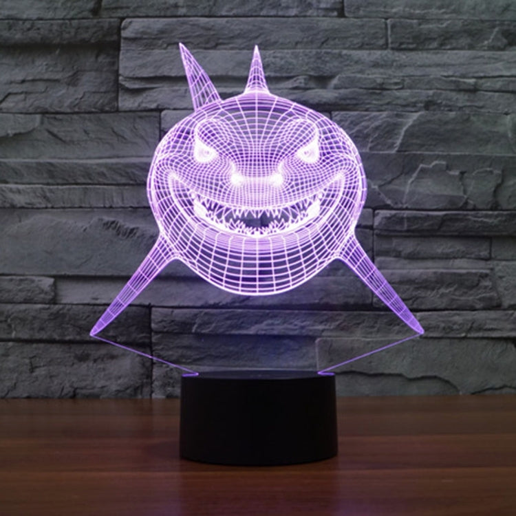 Positive Face Shark Style 3D Touch Switch Control LED Light , 7 Color Discoloration Creative Visual Stereo Lamp Desk Lamp Night Light - free shipping - PMC TechLife - Order now!